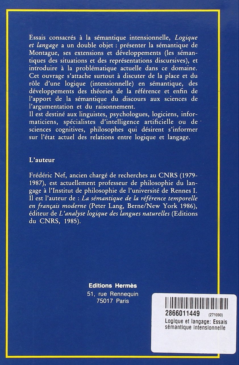 Logique et langage: Essais de sémantique intensionnelle