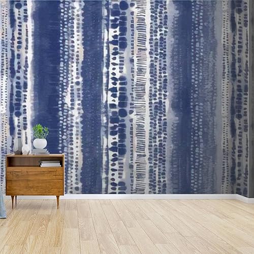 Papel pintado en lienzo, hermoso estampado de teñido anudado sin costuras o impresión shibori o batik índigo autoadhesivo despegar y pegar, papel