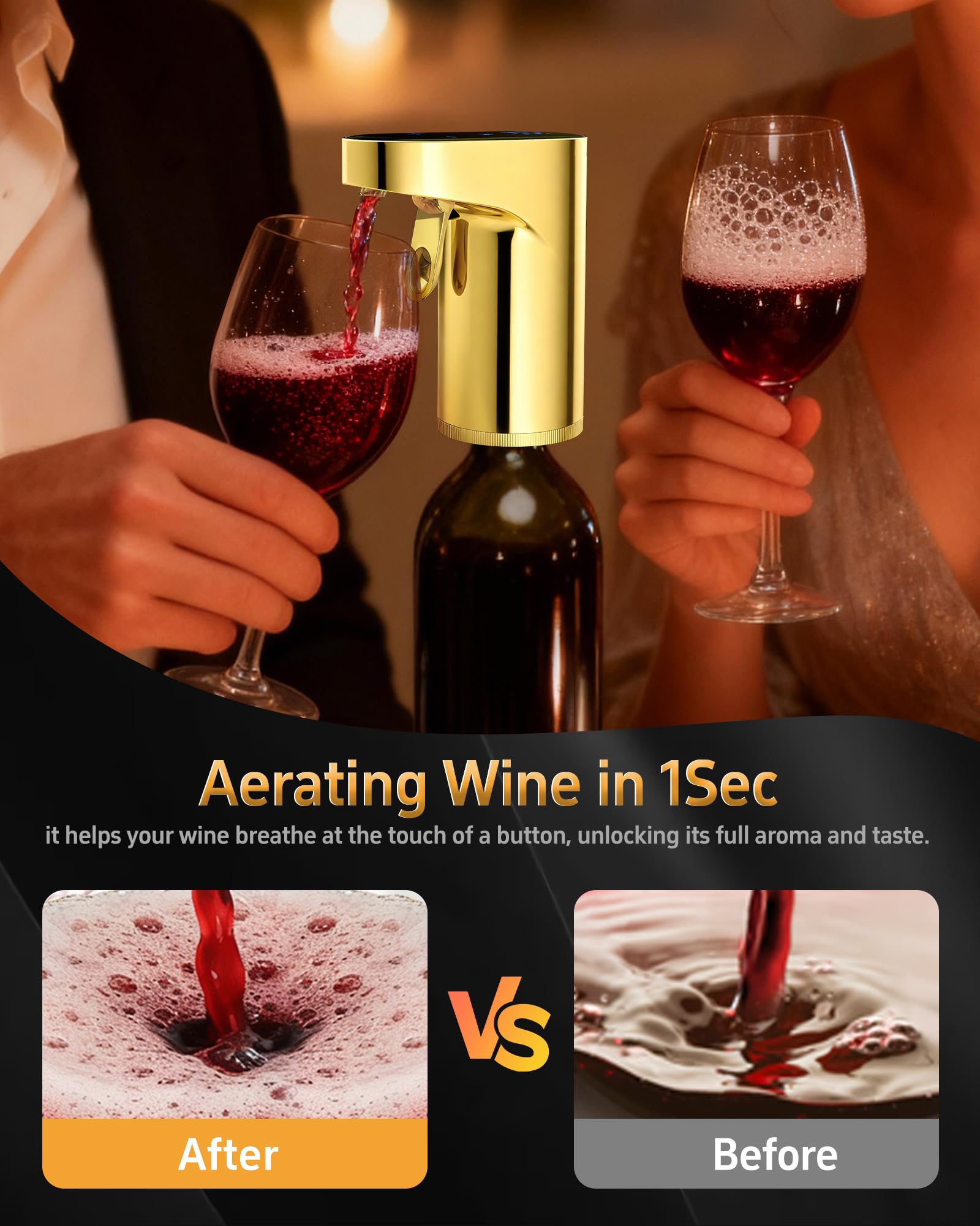 Redsack Cadeau pour mari Distributeur d'alcool Aérateur Aérateur de vin électrique Doseur de spiritueux, cadeau d'anniversaire cool pour mari, carte de vœux exclusive pour mari (pour ami)