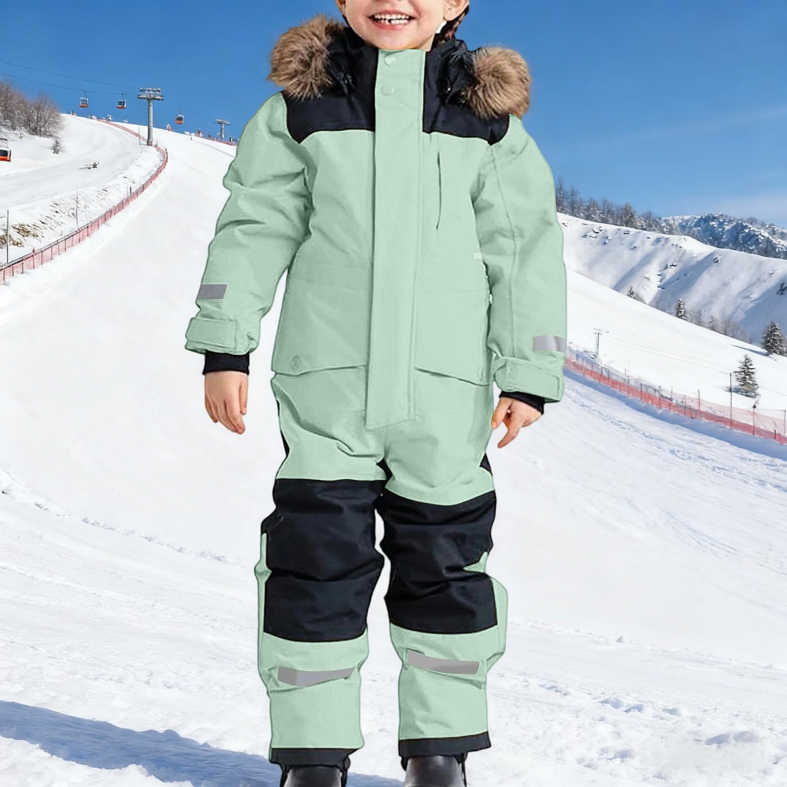 Traje de nieve impermeable para niños, overol de esquí de una pieza, traje de nieve con forro polar para niñas y niños, chaqueta de esquí con capucha para exteriores, traje de softshell