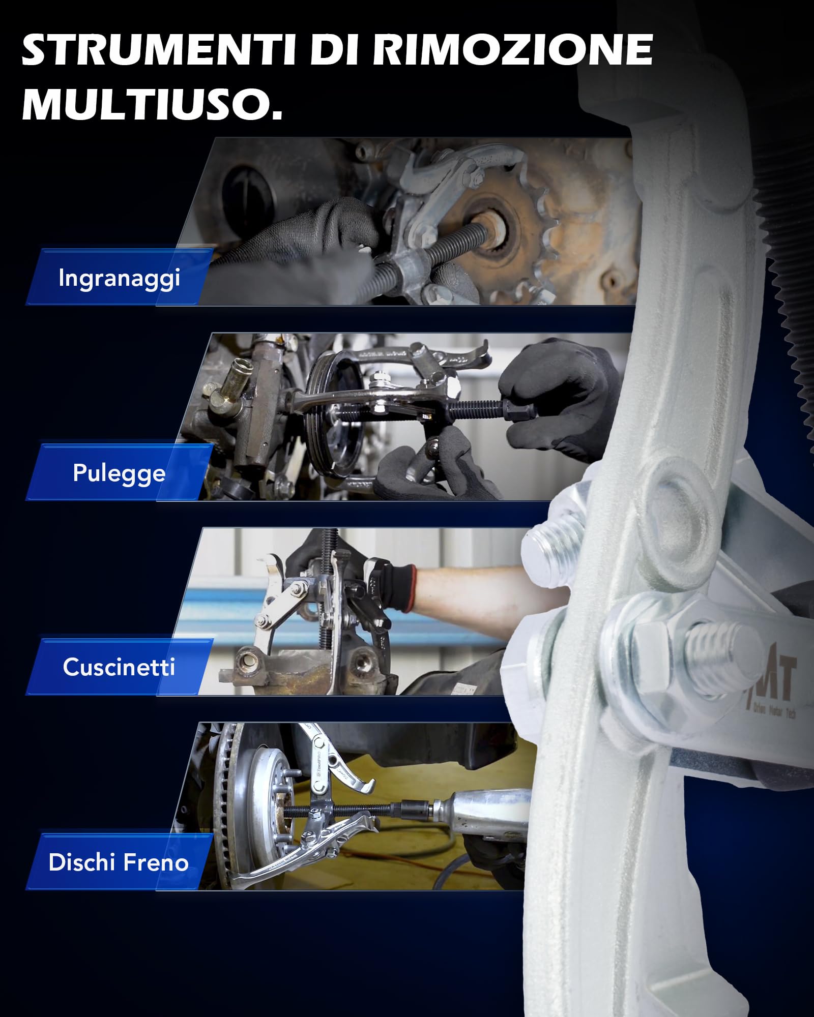 Orion Motor Tech 3 Pezzi Estrattori per Ingranaggi a 3 Ganasce 75/100/150 mm, Estrazione Cuscinetti a 3 Ganasce Reversibili per Rimozione di Pulegge, Cuscinetti per Ingranaggi, Volano