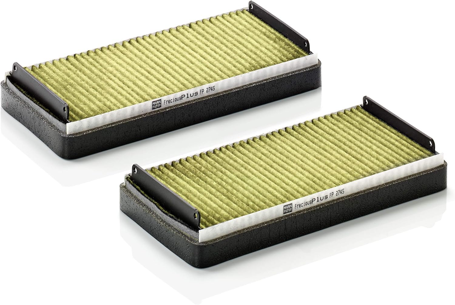 MANN-FILTER FP 2745-2 Innenraumfilter/Kabinenluftfilter - FreciousPlus Biofunktionaler Pollenfilter - (2er Set) für Pkw + Transporter