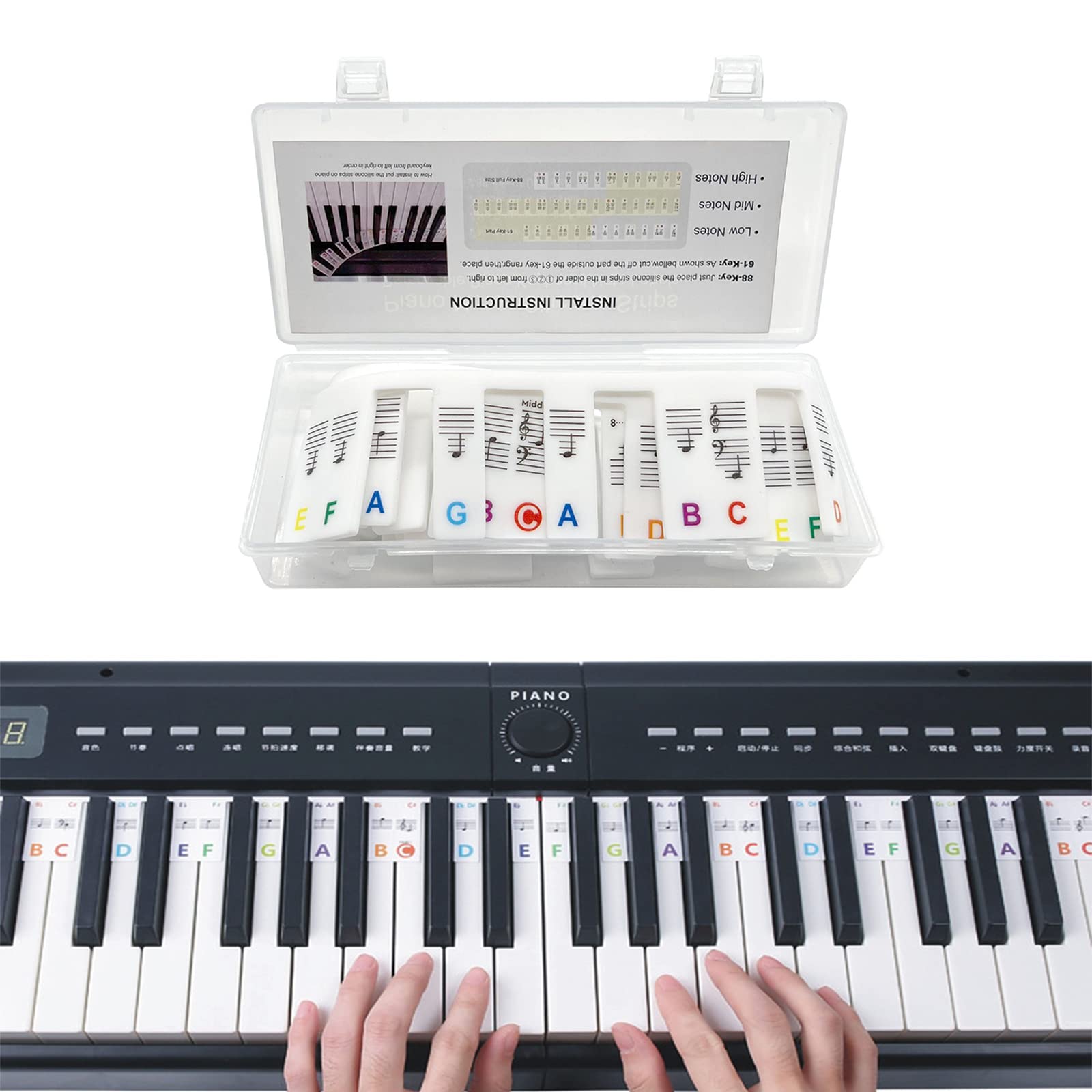 Touches Autocollants pour Clavier de Piano, 88 touches, Silicone, Coloré, pour Débutants et Enfants