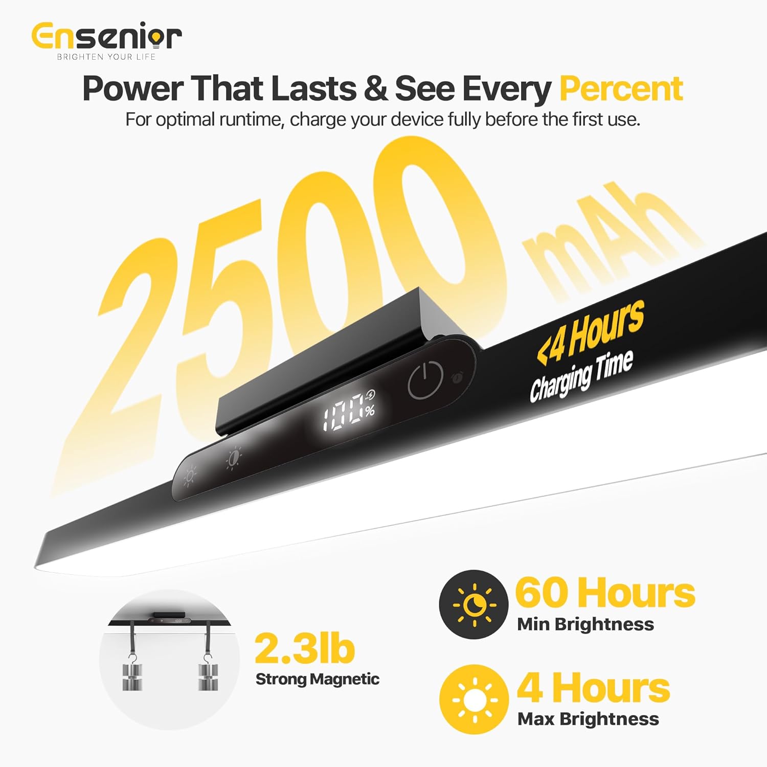 Ensenior Makeup Light, 14 inch Rechargeable Vanity Lights for Mirror with Auto Off Timer Remote Magnetic Stepless Dimming 3CCT 2500mAh Battery, Under Cabinet Lighting Wireless for Kitchen, 2 Pack
