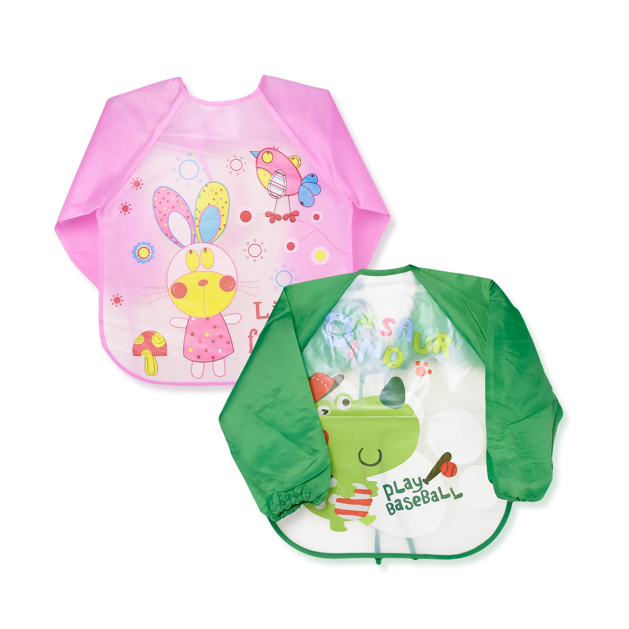 THE LITTLE LOOKERS Full Sleeves Washable Waterproof Bib/Apron with Tying Robe| Cute Prints| Quick Dry PVC Baby Bibs for Newborns/Infants/Toddlers/Babies (6-36months) (Pack of 2)-image-15