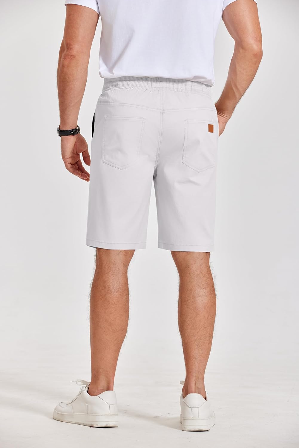 COOFANDY Mens Casual Shorts Cotton Elastic Waist Drawstring Shorts Lightweight Summer Beach Shorts - Image 4