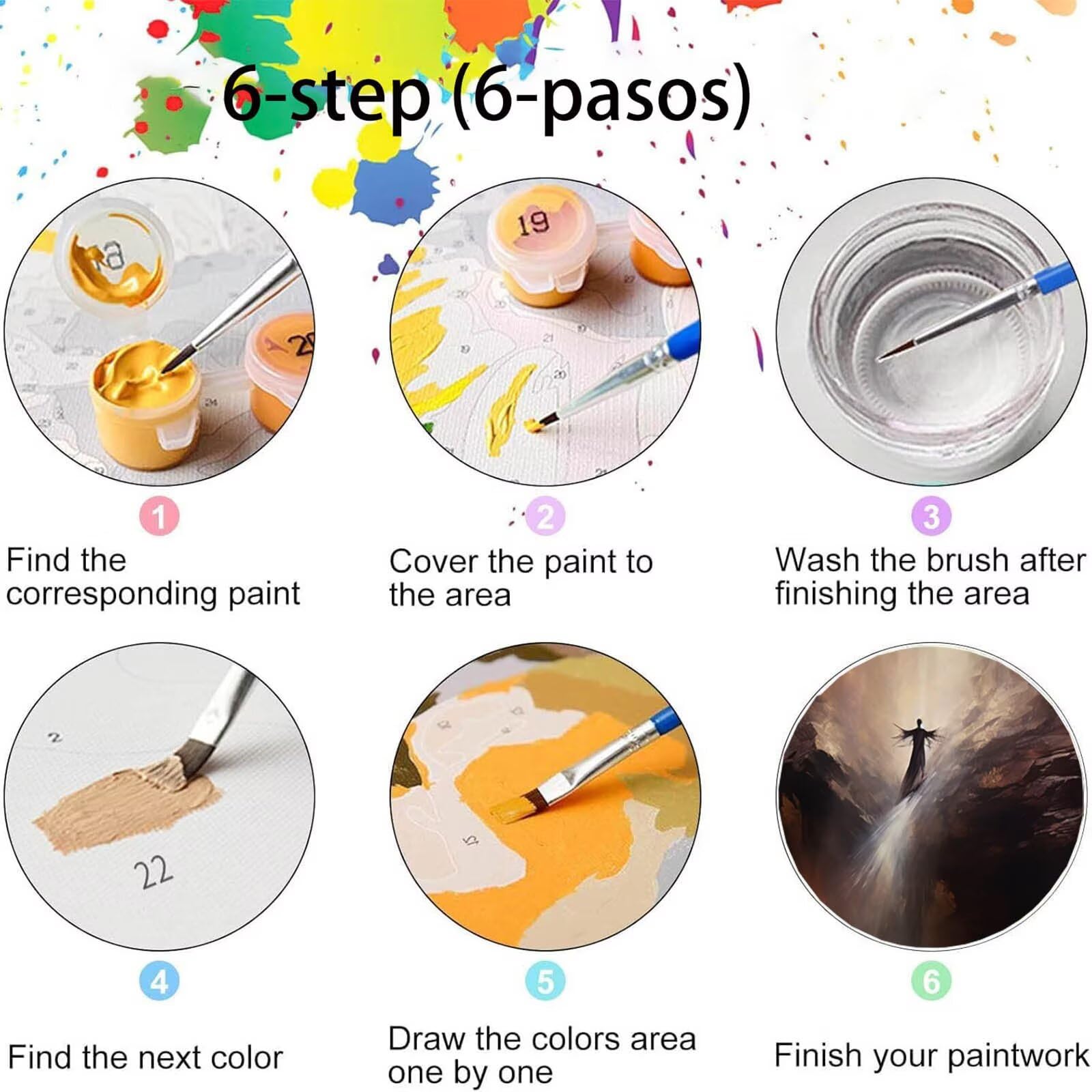 Pintar por Numeros Adultos Abstracto, Pintar por Numeros Niños Kit Manualidades Adultos Ángel Cuadros para Pintar por Numeros Pintura Acrílico, Cuadros Decoracion Salon Modernos 80X160cm 7w-6-I