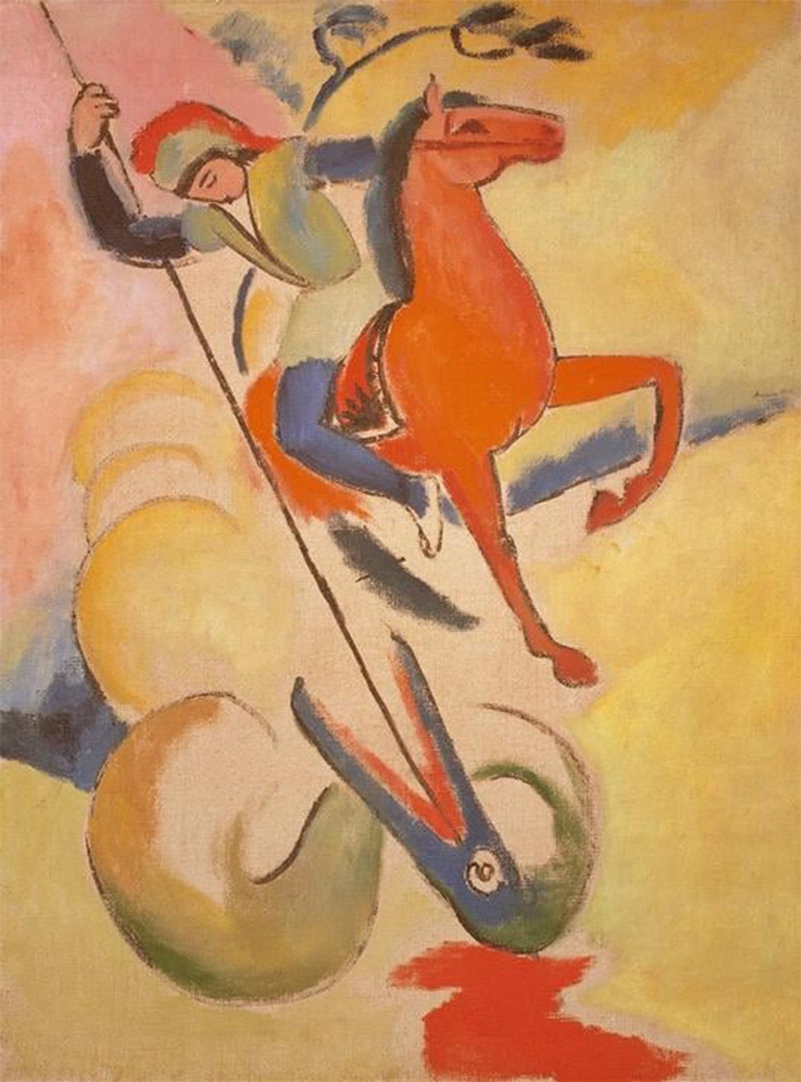 SERENDIPITP Vintage Wall Art Canvas Nordic Poster Canvas Print Picture Saint George by August Macke Wall Art Poster for Home Decor 60x90cm