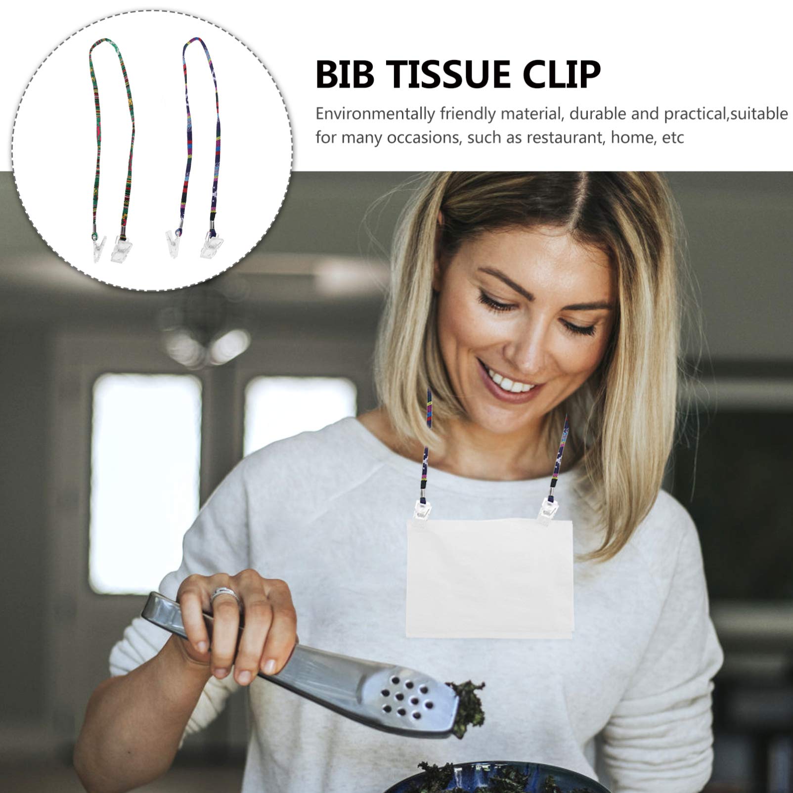 FUNOMOCYA Classic Elegant Napkin Clips for Adults 10pcs Bib Clips Chain Portable Dinner Napkin Holder for Stain