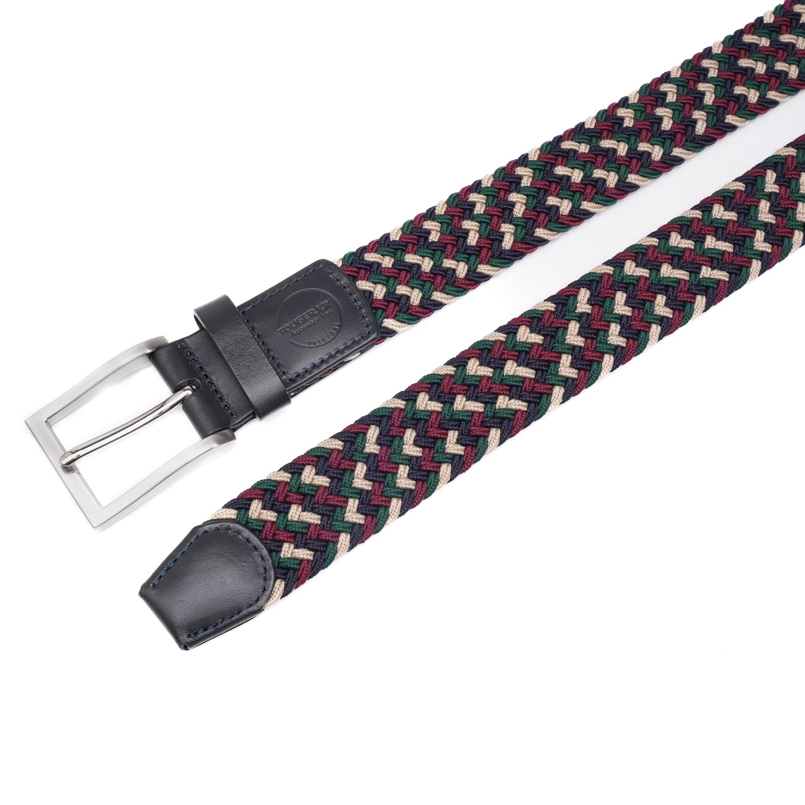 TOUGERJOY Mens Stretch Belt, tessuto elastico intrecciato Web Belt Casual per Golf Pantaloni di caccia Jeans