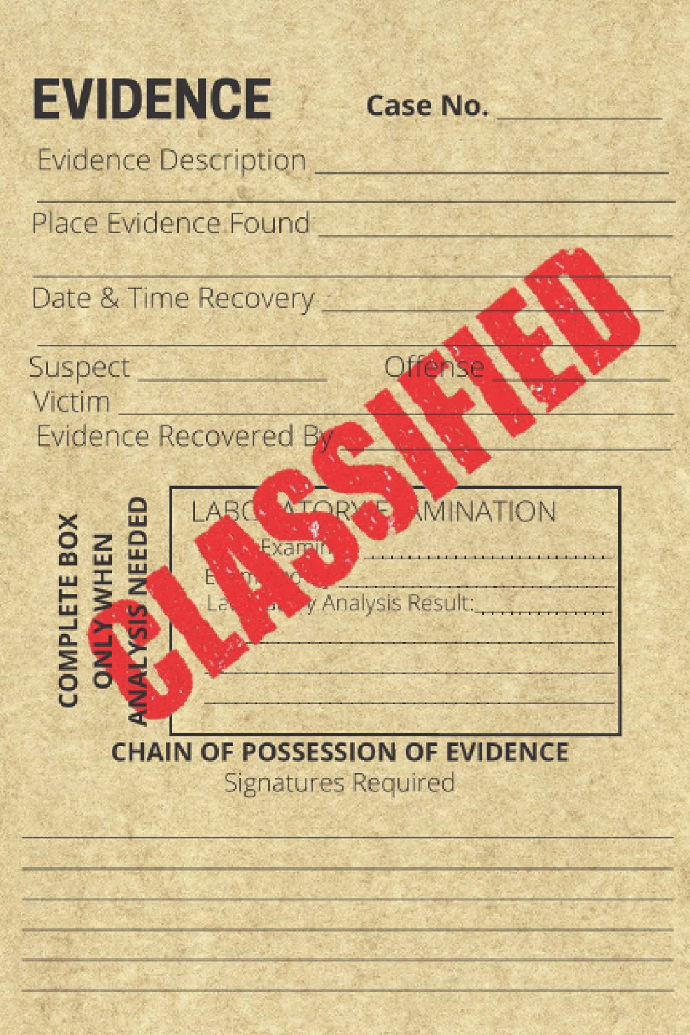 Classified Evidence Folder Lined 6x9 Notebook 120 Pages For Daily Logbook, Journal, Diary, Notepad For School/Home