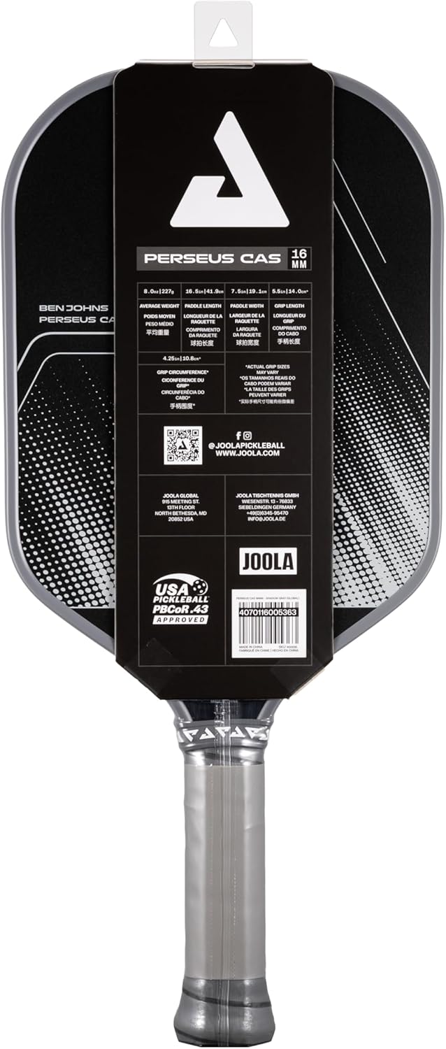 JOOLA Ben Johns CAS Perseus or Hyperion 16mm Carbon Fiber Pickleball Paddle - CAS Surface Tech - Control & Power Paddle - USAP Approved - Aero Curve - Feel-Tec Pure Grip - NFC Chip - Image 10
