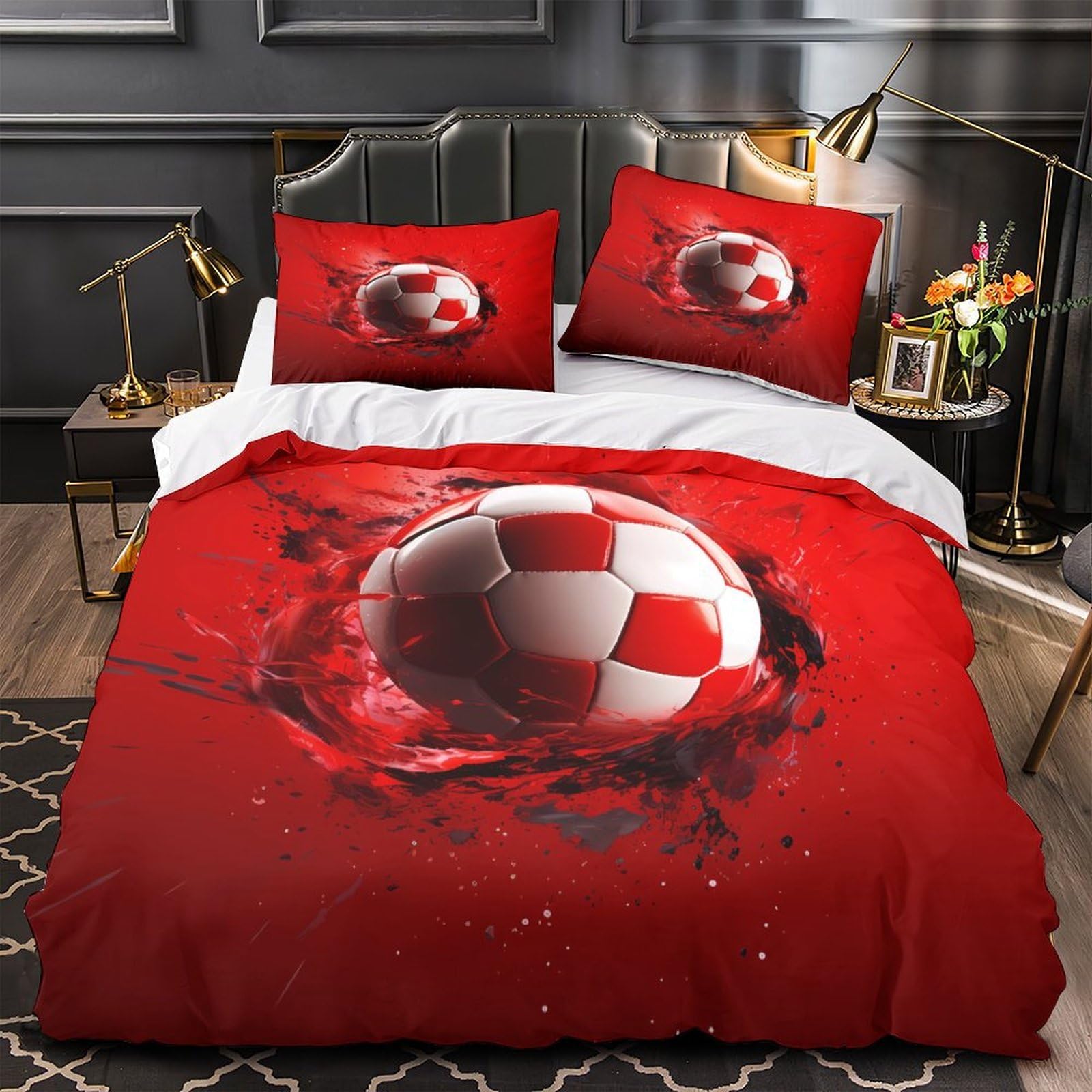 Parure de lit football 200x200 pour enfant avec housse de couette