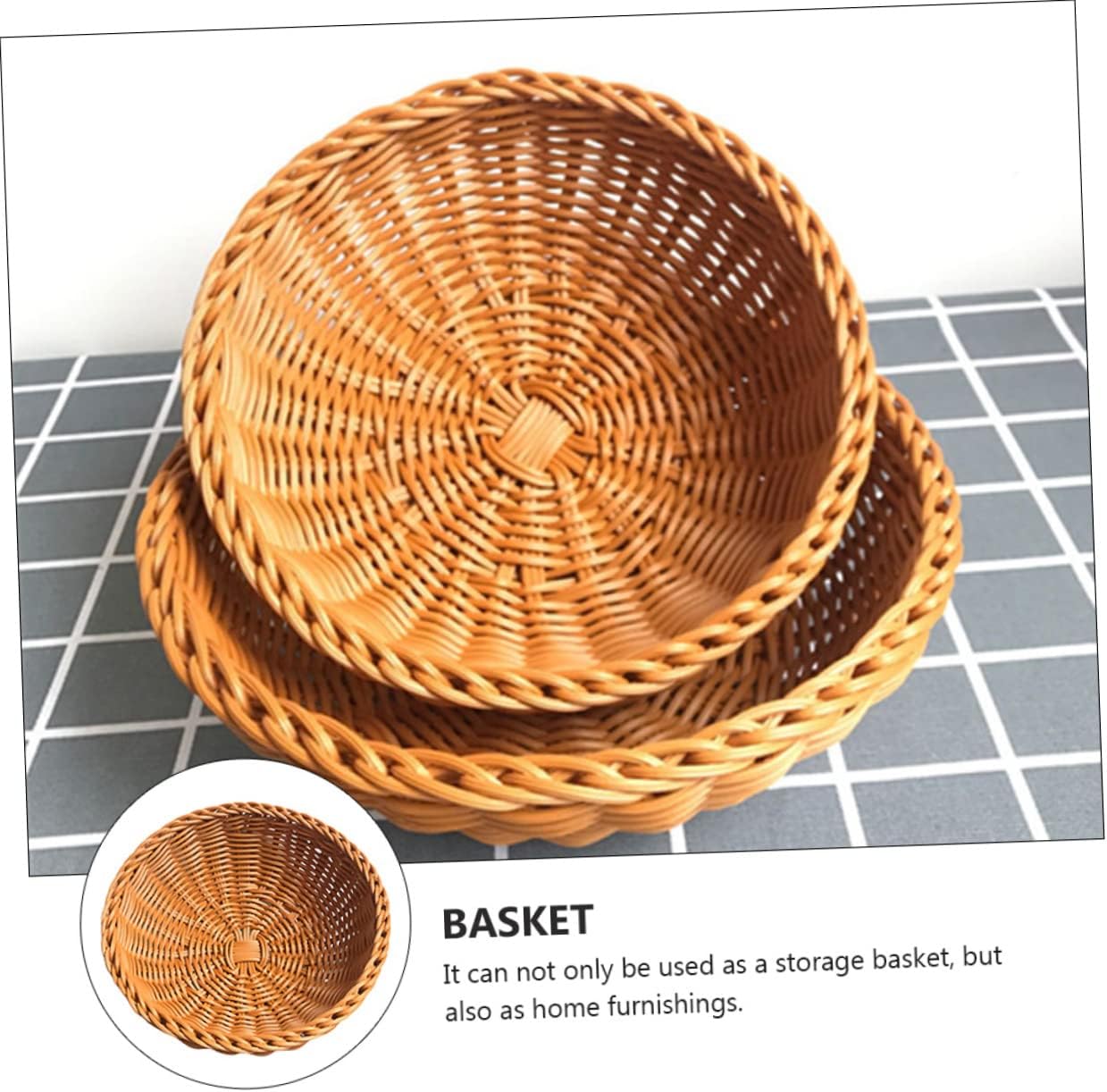3pcs Round Woven Bread Storage Basket Decorative and Functional Picnic Container Stylish Home Organizer Chocolate Color for Storage and Decoration