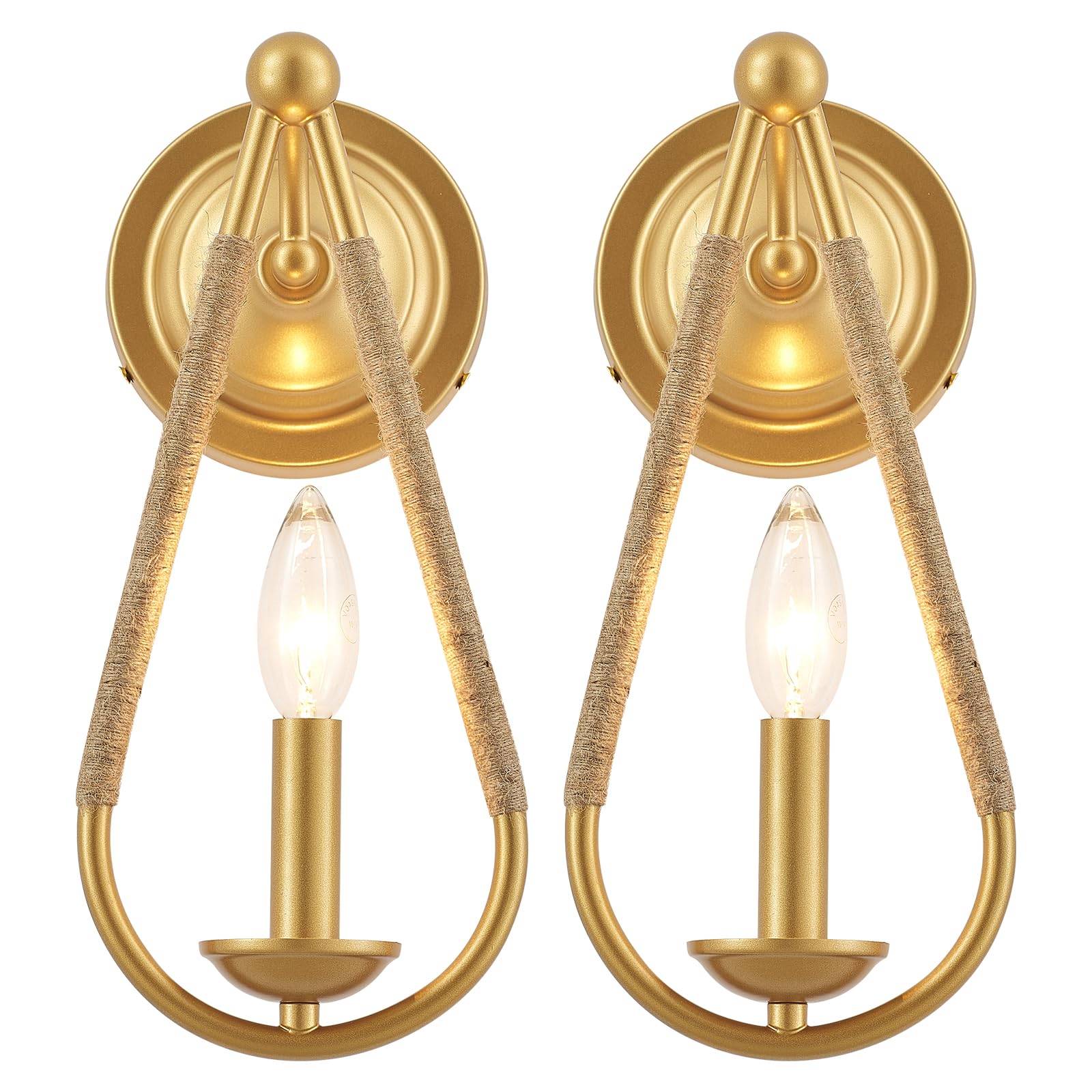 Rustic Wall Sconces Set of 2 Modern Farmhouse Sconces Wall Lighting 1-Light Gold Wall Light Fixtures for Porch