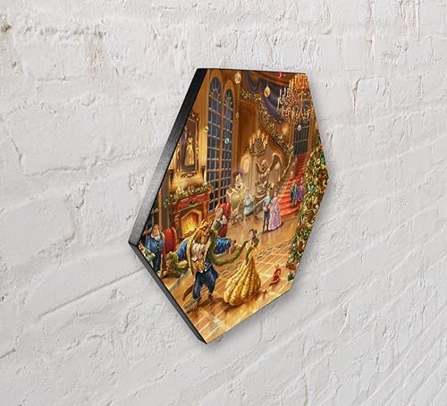 Miniatura 2 de Trend Setters Disney - La Bella y la Bestia - Impresión hexagonal de madera de KNEXAGON de 11.5 x 10 pulgadas - Exhibición de mesa, colgar solo o