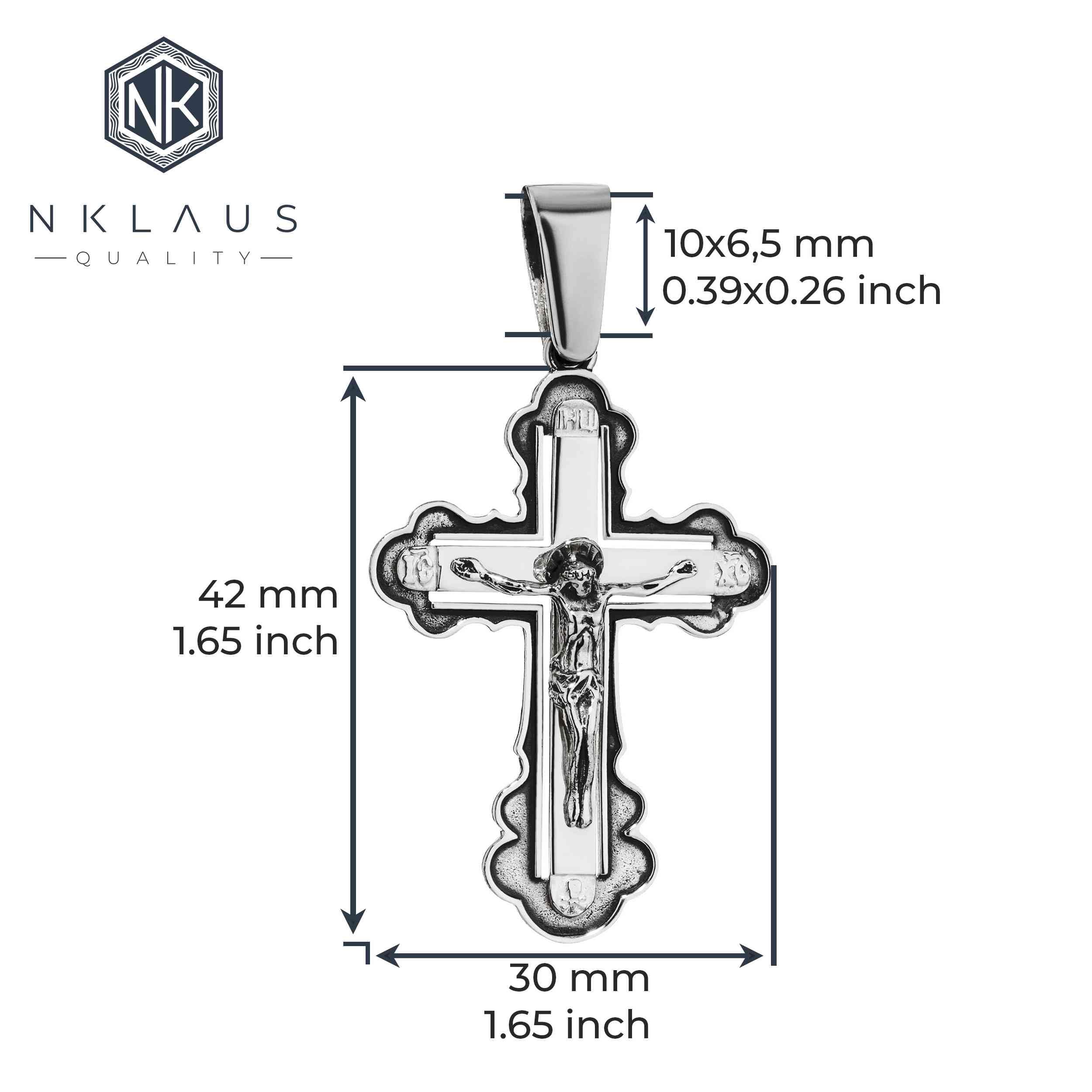 NKlaus Exquisiter zawieszka do łańcuszka ze srebra próby 925, krucyfiks, 42 x 30 mm, elegancja w szczegółach 15473, Srebro
