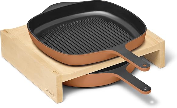 Caraway 10.5 Cast Iron Skillet & Grill Pan Duo Enameled Cookware Set with Non-Toxic 3-Layer Enamel Coating No Seasoning Required Compatible with All Stovetops Rust