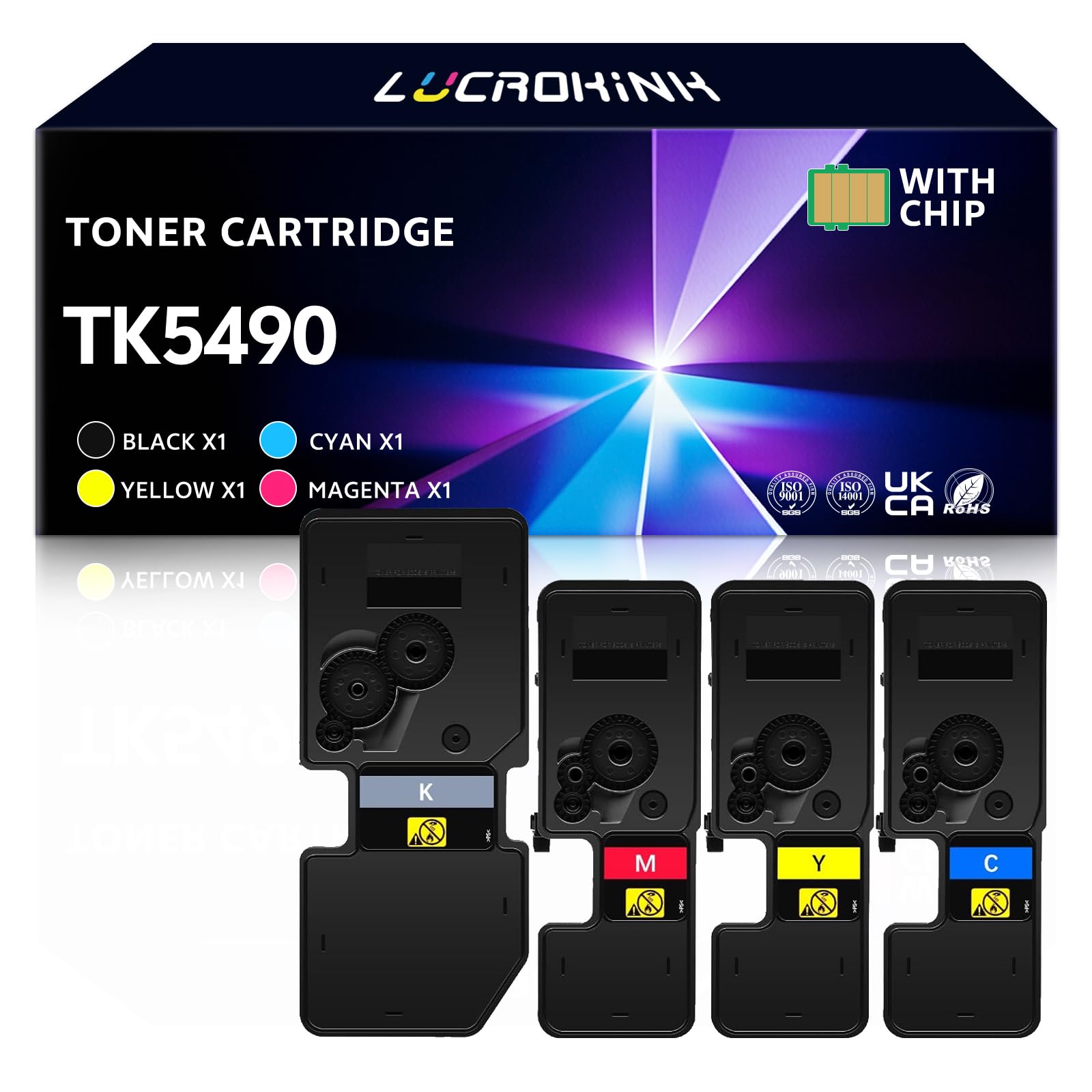 TK5490 kompatybilny z tonerem do TK-5490K TK-5490C TK-5490M TK-5490Y | Kompatybilny z drukarkami Kyocera ECOSYS MA2101 MA2101cwfx MA2101cfx MA2101cwx PA2101cx PA2101cwx, 4 sztuki (S/C/M/G)