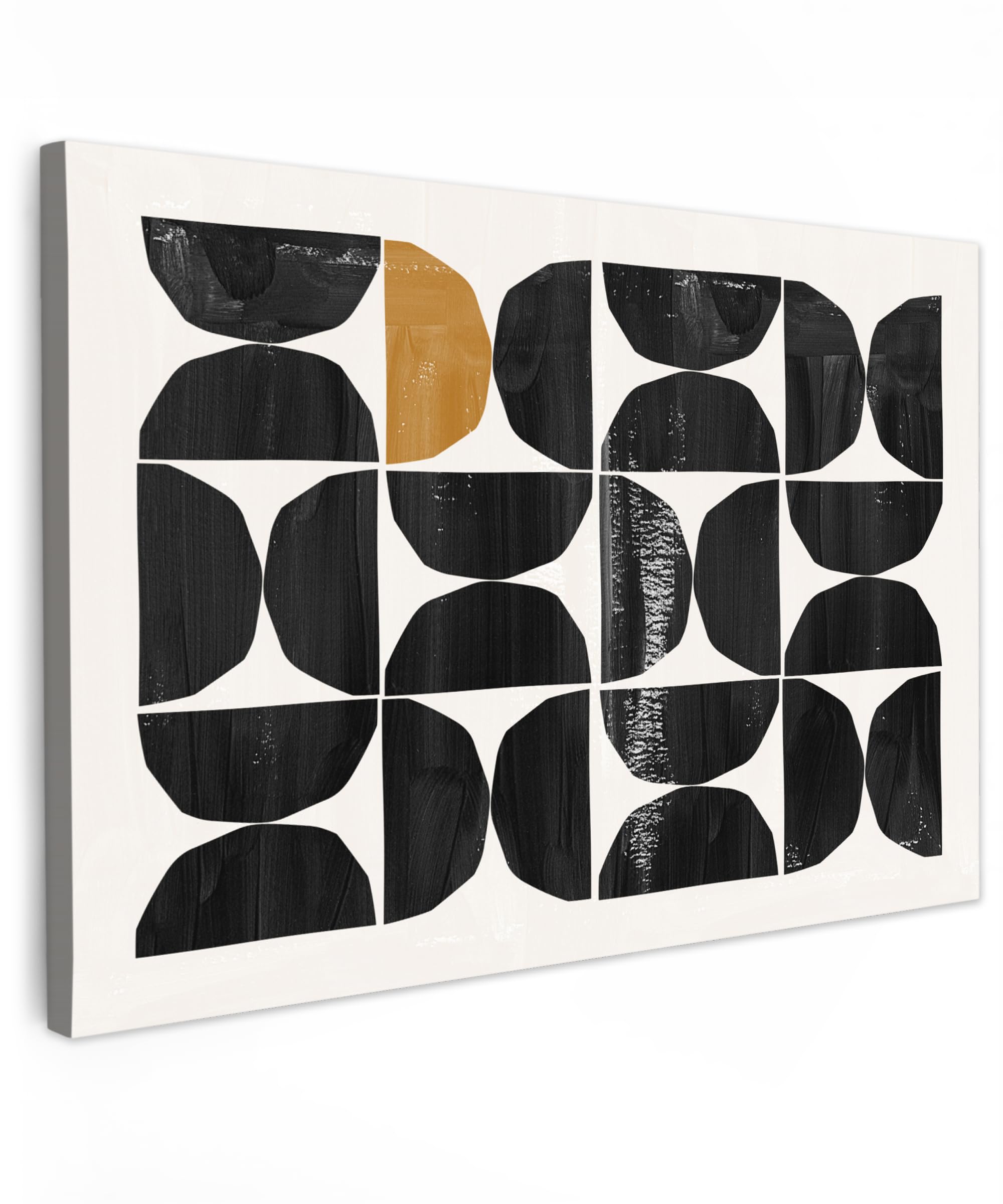 Gartenposter 120x80 cm Outdoor Wandbild Garten Deko Leinwand Gartendeko Terrasse Balkon Wetterfest Bild Außenbereich Wall Decor Draußen Abstrakte Kunst - Schwarz - Modern - Beige