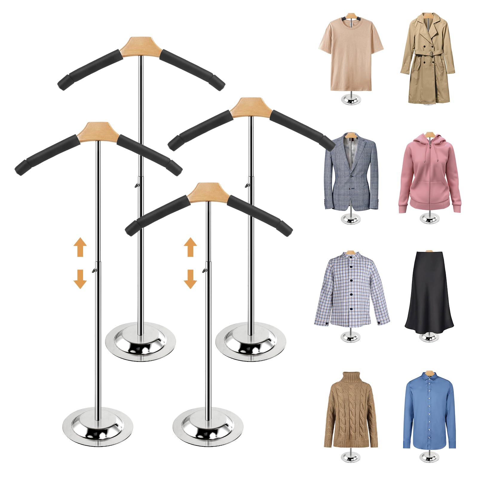 Photo 1 of **PARTIAL SET ONLY 3 *** Fumingpal 20-35 Inch Height Adjustable Shirt Display Stand, T Shirt Display Stand for Vendors, Mannequin Torso for Clothing Dress Garment Coat Retail (Black, 4 Pcs)