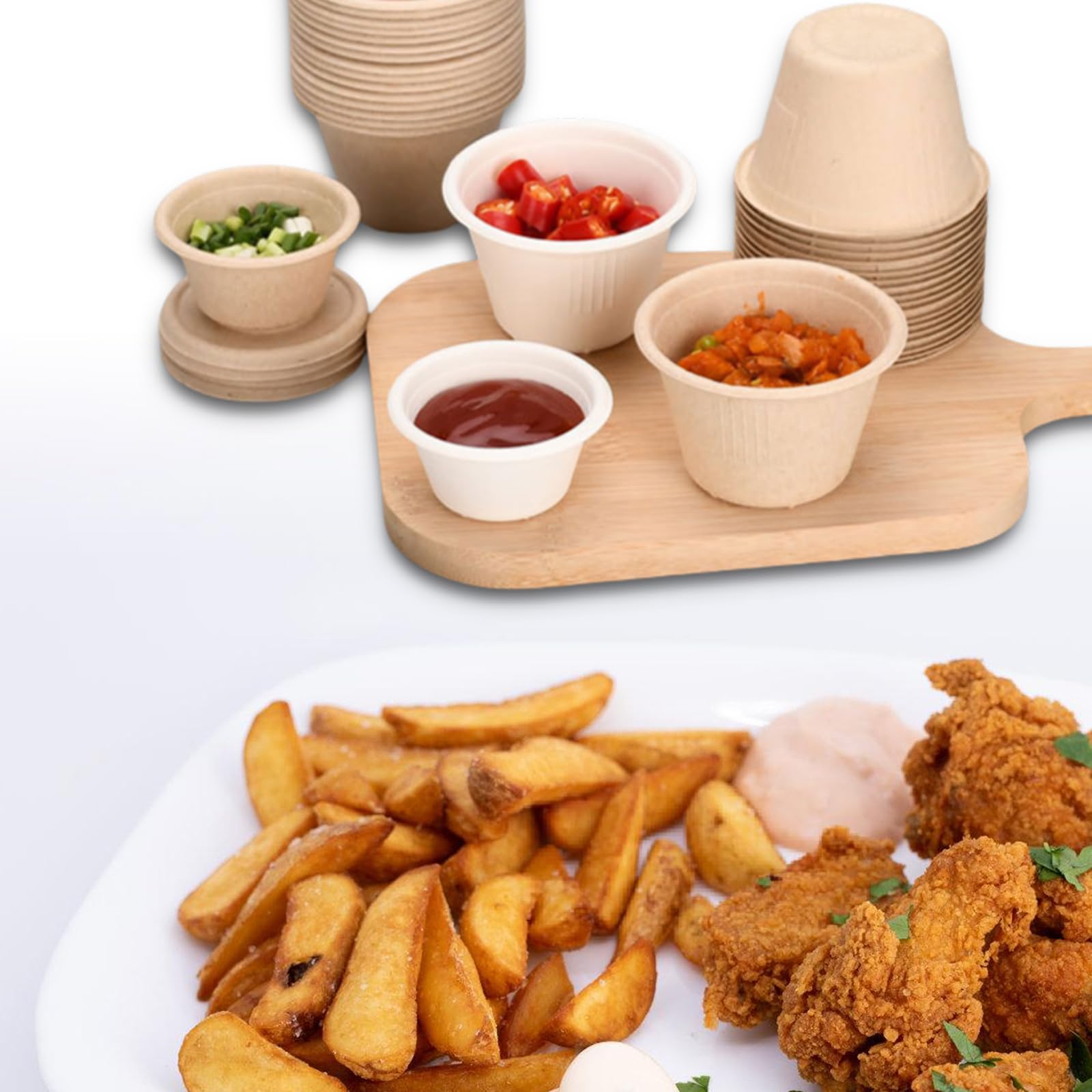 Wegwerp PP plastic ecologisch afbreekbare 1-4 oz scharnierende sausbakjes met de