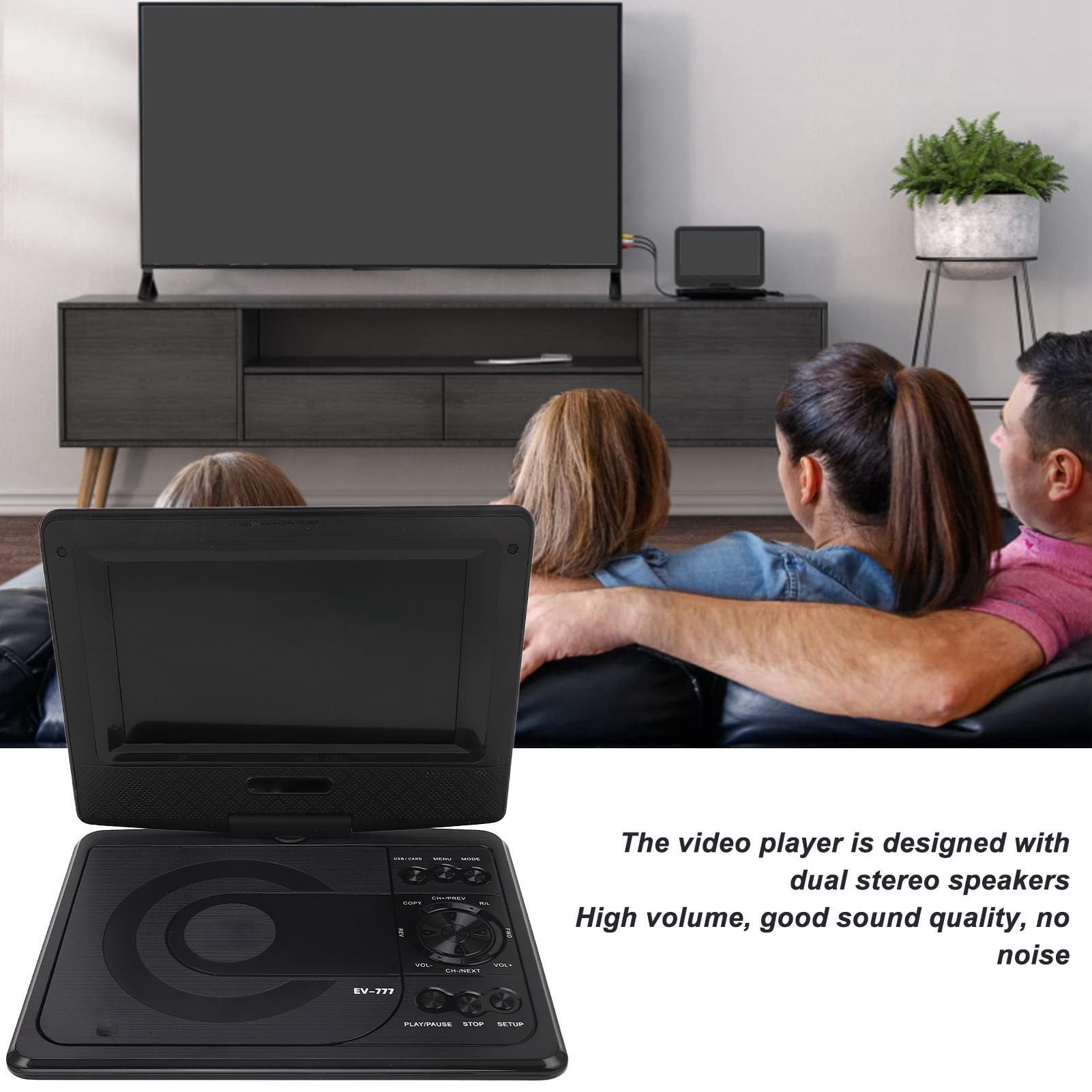 Reproductor de DVD Portátil 1080P Batería Recargable Memoria de Punto de Interrupción Conector para Auriculares Pantalla 7"