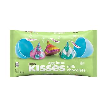 HERSHEYS KISSES Milk Chocolate Egg Hunt Candy, Easter, 10.1 oz Bag