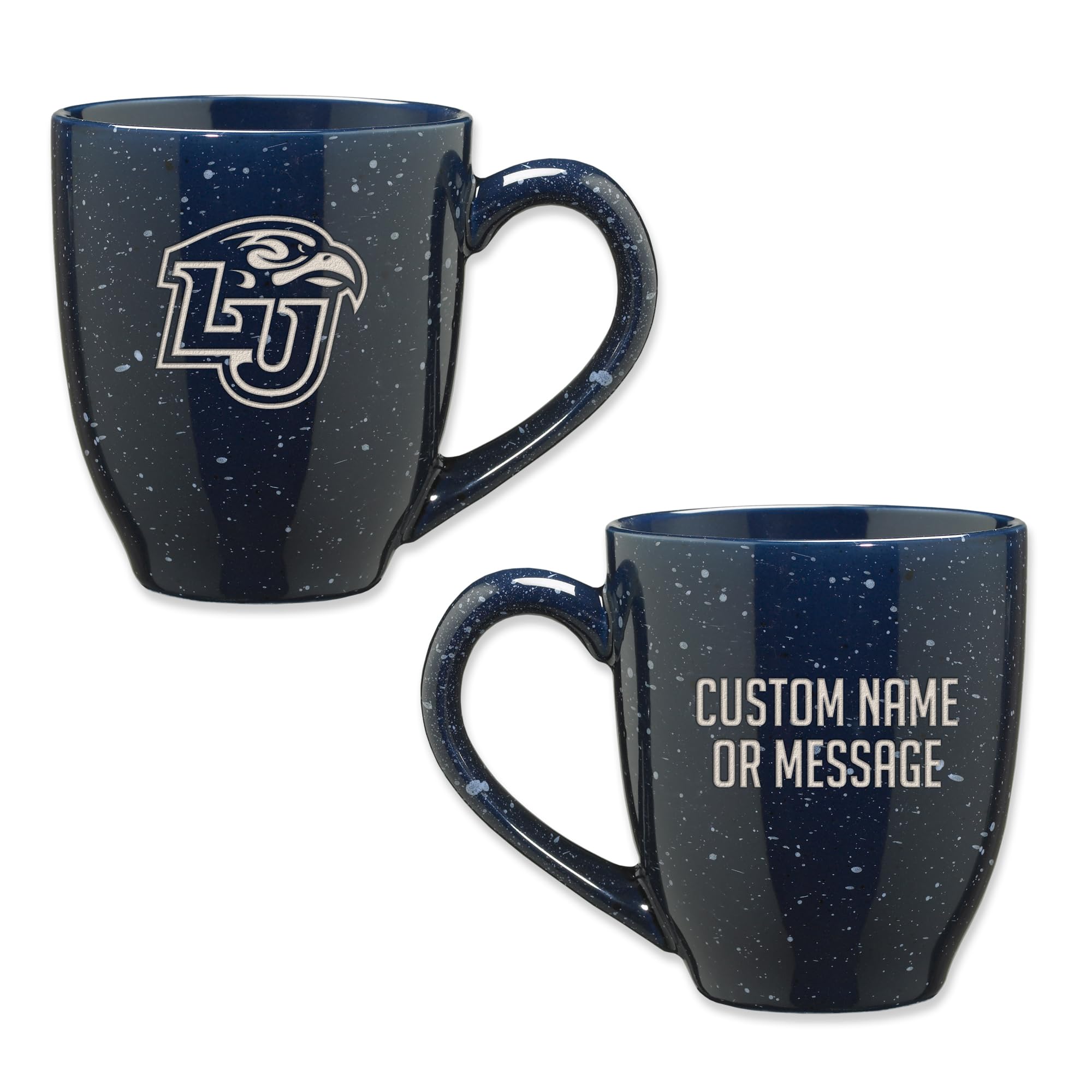 Rico Industries NCAA Liberty Flames Navy Blue Personalized 16 oz Team Color Laser Engraved Speckled Ceramic Coffee Mug