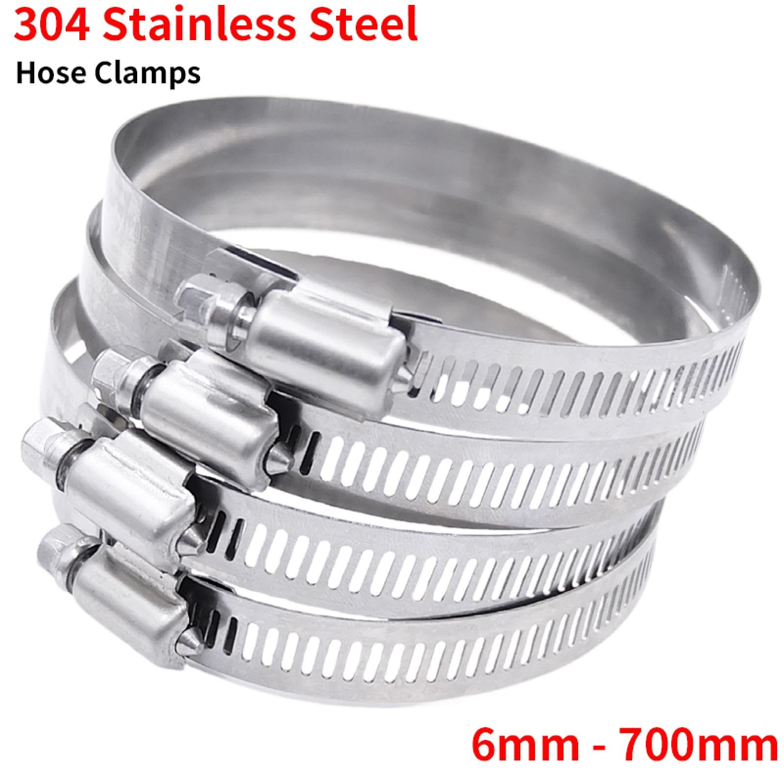 Abrazaderas de manguera ajustables de acero inoxidable 304, de 6 mm a 600 mm, con banda roscada, para tubería de combustible de coche, con tornillo sin fin, herramientas fijas (84-108 mm - 10 unidades