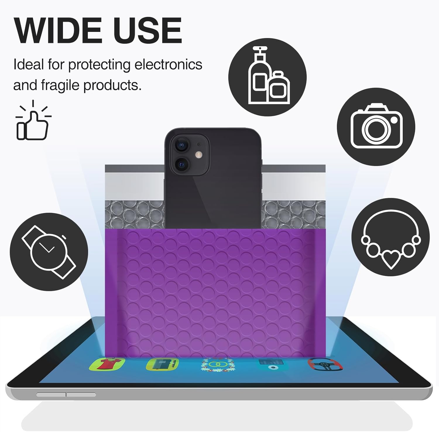 UCGOU Bubble Mailers 12x16 Inch 40 Pack Usable Size 12x15 Inch Large Padded Envelopes Purple Waterproof Packaging Bags for Shipping Self Seal Strong Adhesion Envelopes for Jewelry Makeup Supplies