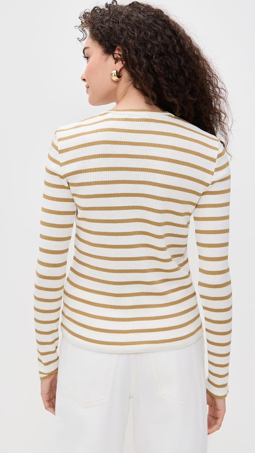 Vince Women's Rib Stripe Long Sleeve Crew Tee - Image 4