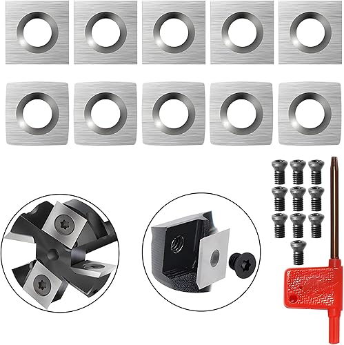 Twotrees - Juego de 10 piezas de cortadores de carburo de tungsteno para herramientas de torneado de torno de madera, incluye 5 piezas de borde