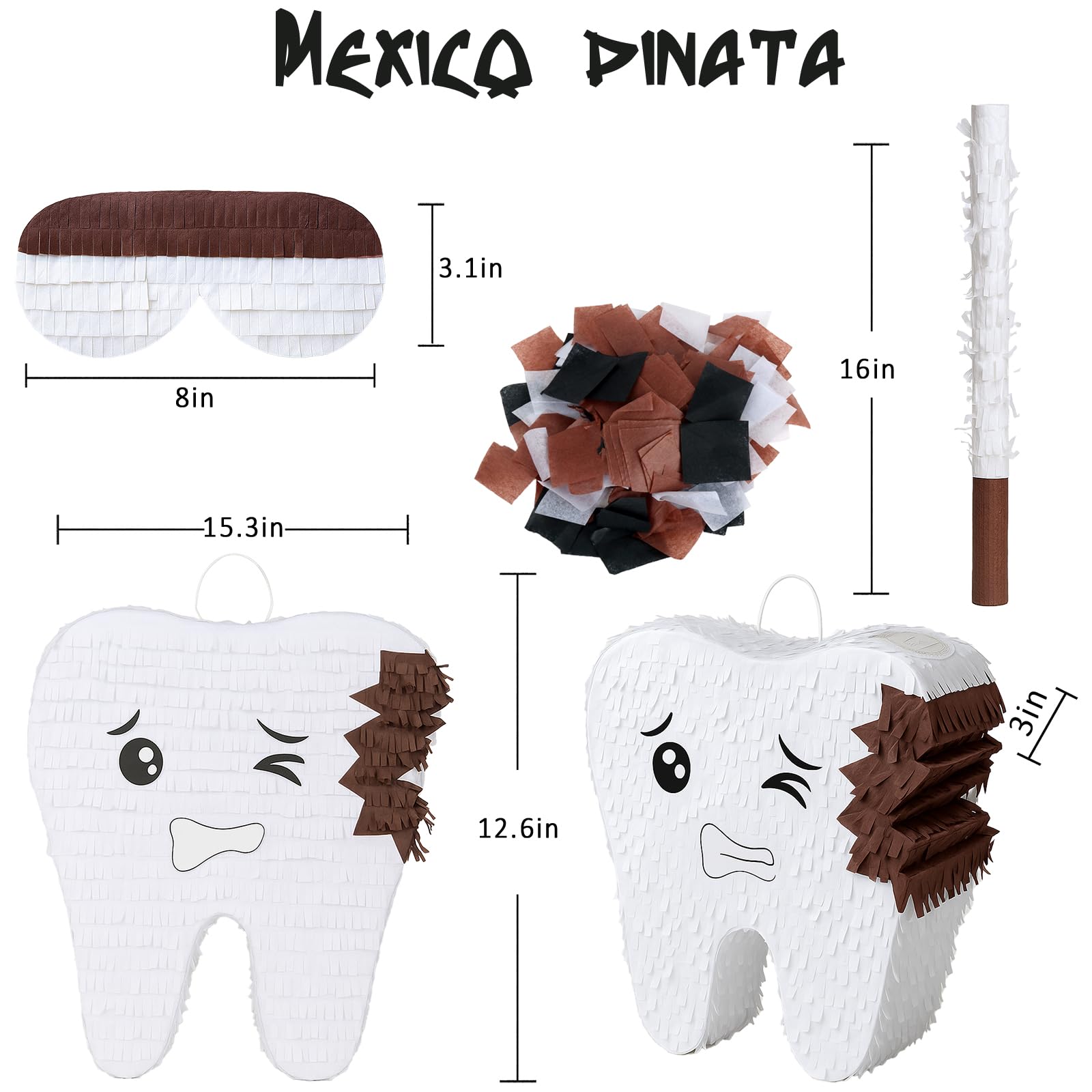 Tuoyi Tooth Decay Piñatas Boombox, Hand Made Mexico Fiesta Piñatas Boom Box for Birthday Parties, Carnival and Related Events, With Piñatas Stick and Blindfold (Tooth Decay)