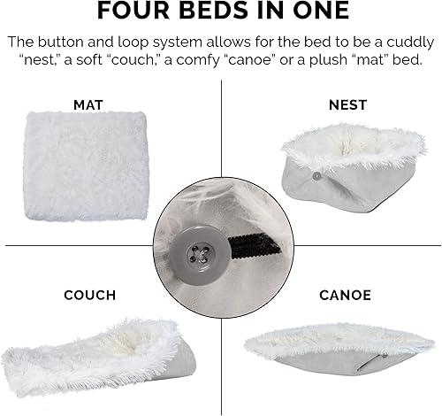 Miniatura 6 de Furhaven Cama para mascotas para gatos y perros pequeños – Cama térmica, auto-calentable, convertible, de piel y gamuza para gatos, lavable, color