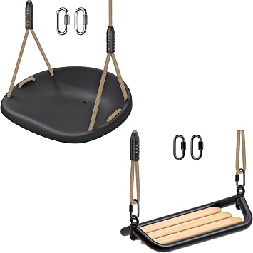 SELEWARE Heavy Duty Swing Set Bundle, Adjustable Tree Swing Seat & Wooden Swing Seat with Weather Proof Ropes for Kids & Adults, 1000 lbs Capacity