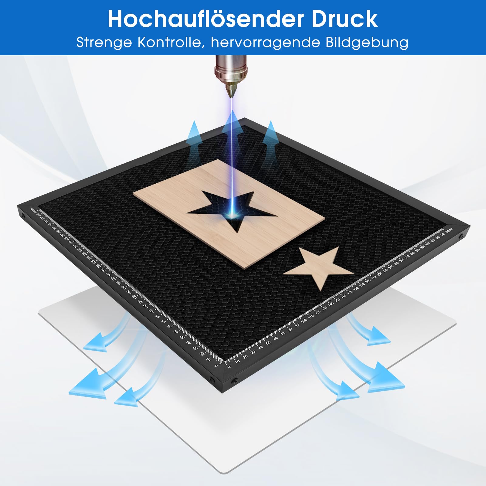 MCWlaser Laser honingraattafel voor lasergraveermachines, 400 x 400 mm, honingraatwerktafel, honingraatplaten met metalen onderlegger, honingraatlaserbed 15,7 x 15,7 inch