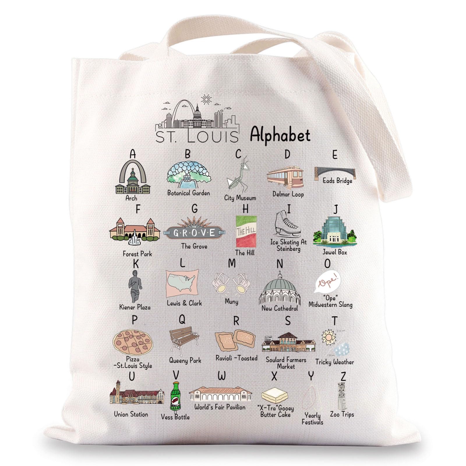 G2TUP St. Louis Tote Bag St. Louis Missouri Travel Bag City Travel Gifts STL Book Bag (City Tote bag)