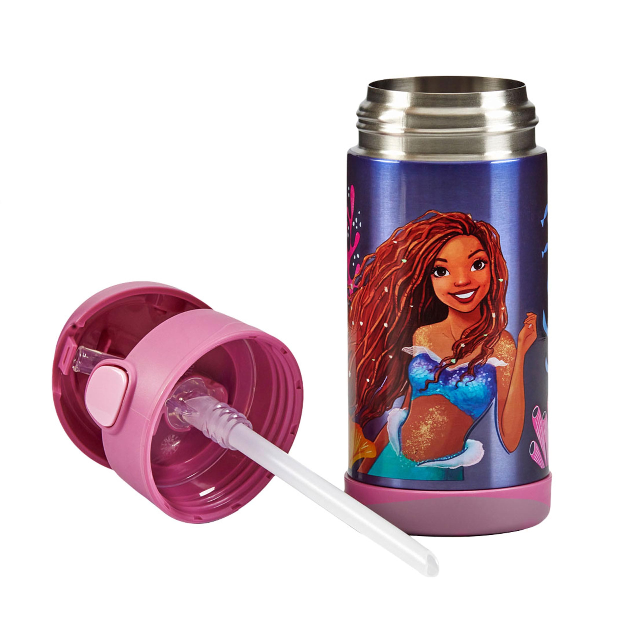 Thermos, The Little Mermaid Water Bottle (355ml), BPA Free, Stainless Steel, Spill Proof, Pop-Up Straw - Image 4