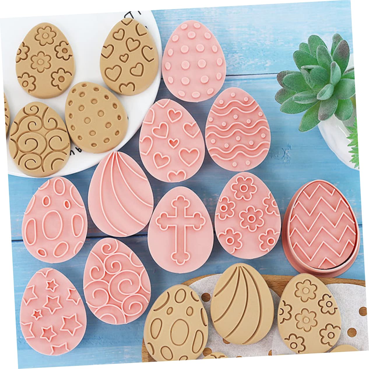 OUNONA 50 Pcs Moldes Para Galletas De Pascua Moldes De Fondant De Pascua Molde De Galletas De Plastico Herramienta Para Hornear Pascua Animal Caja De Pastel Páginas