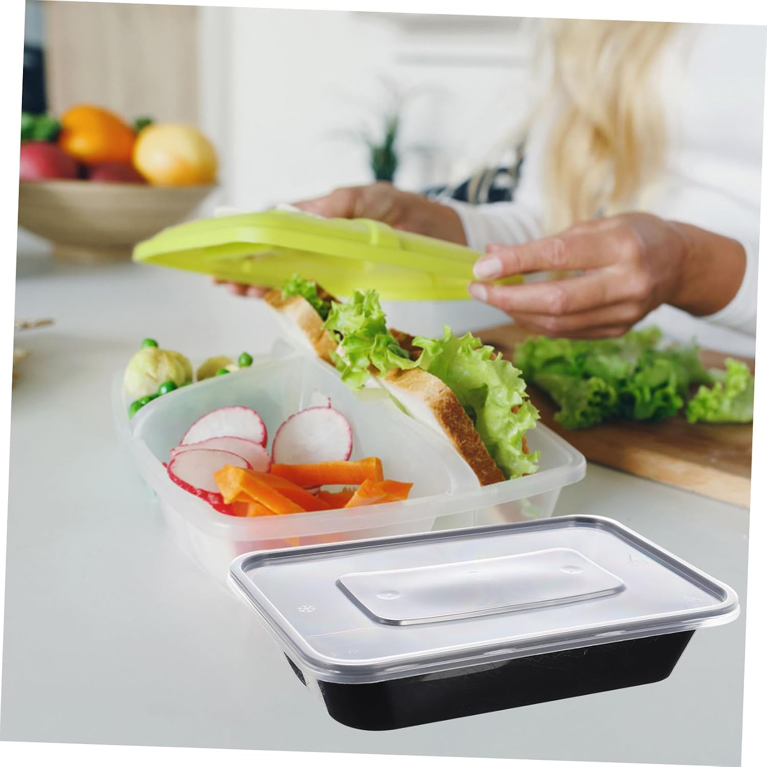 50pcs Food Prep Containers Lids Rectangular Lunch Boxes Bpa Lidded Food Packaging Boxes Take Out Containers Multi-function Convenient for Schools Offices
