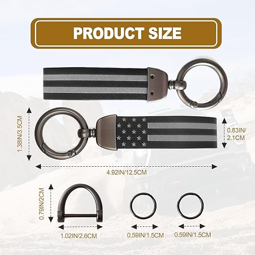 Miniatura 2 de Llavero de coche con la bandera de Estados Unidos, llaveros circulares personalizados de aleación de zinc, compatible con Truck Chevrolet, Ford,
