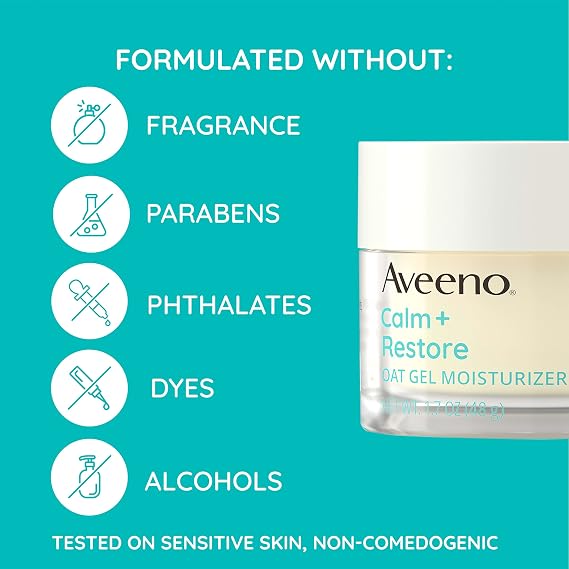 Aveeno Skin-Care Superstars Gift Set, 3 Items | Calm + Restore Oat Gel Facial Moisturizer, Daily Moisturizing Body Oil Mist, Therapeutic Shave Gel, For Smooth Skin