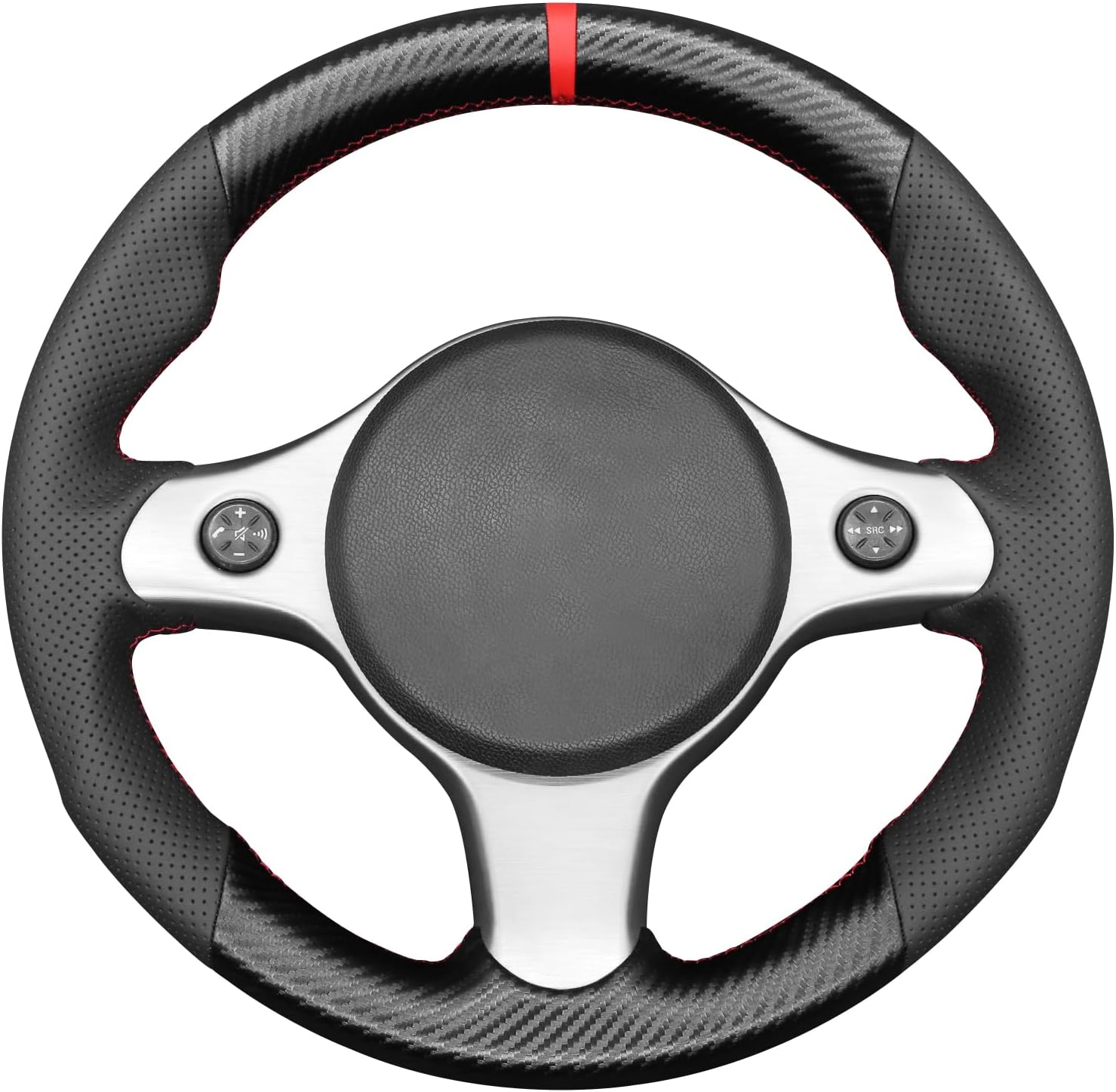 MEWANT Hand Sewn Steering Wheel Cover Wrap for Alfa Romeo 159 TI Brera 2006-2011 Steering Wheel Accessories for Alfa Romeo 159
