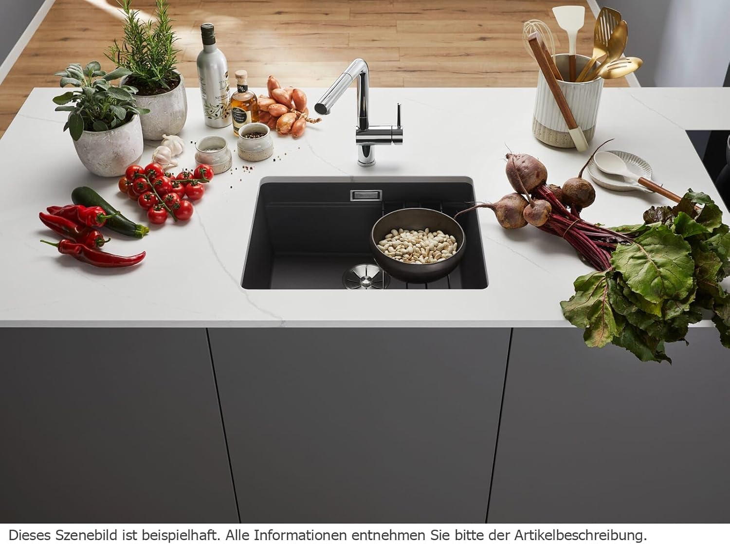 BLANCO ETAGON 525887 500-U Kitchen Sink, Black, 60 cm Base Cabinet