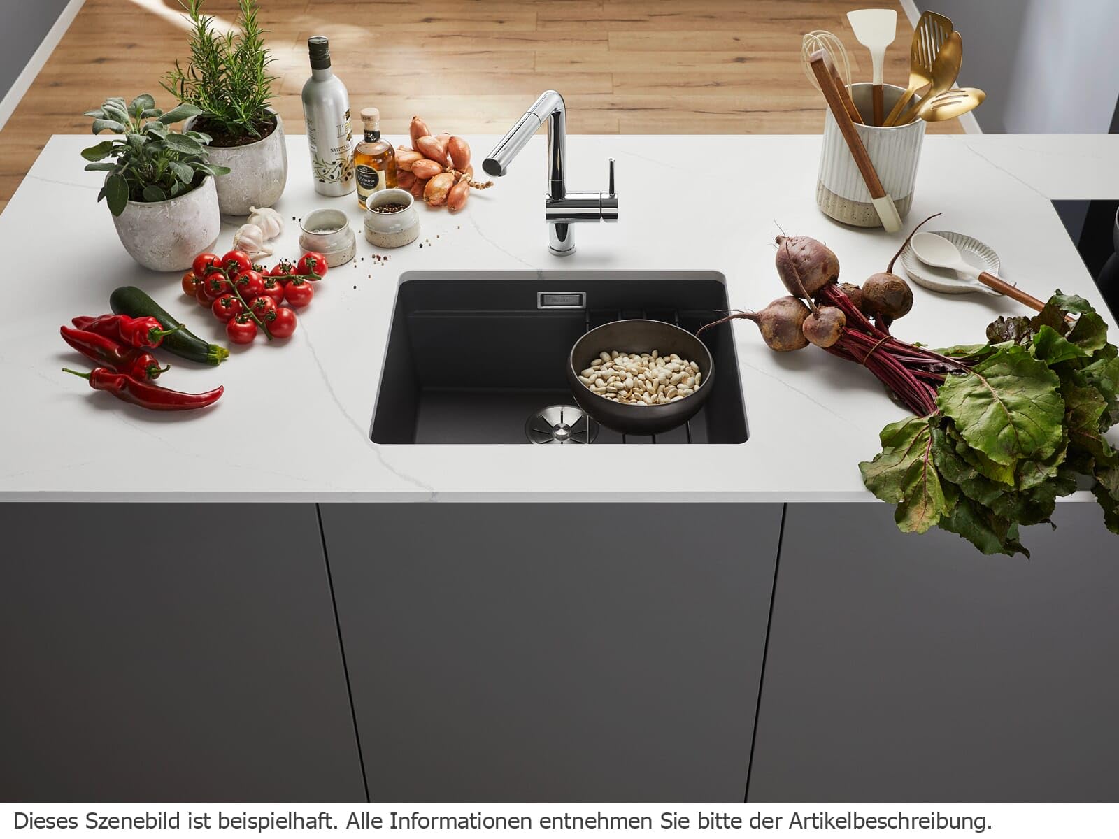 BLANCO ETAGON 500-U Granitspüle SILGRANIT schwarz Unterbau 60 cm 53x46x21,2 cm