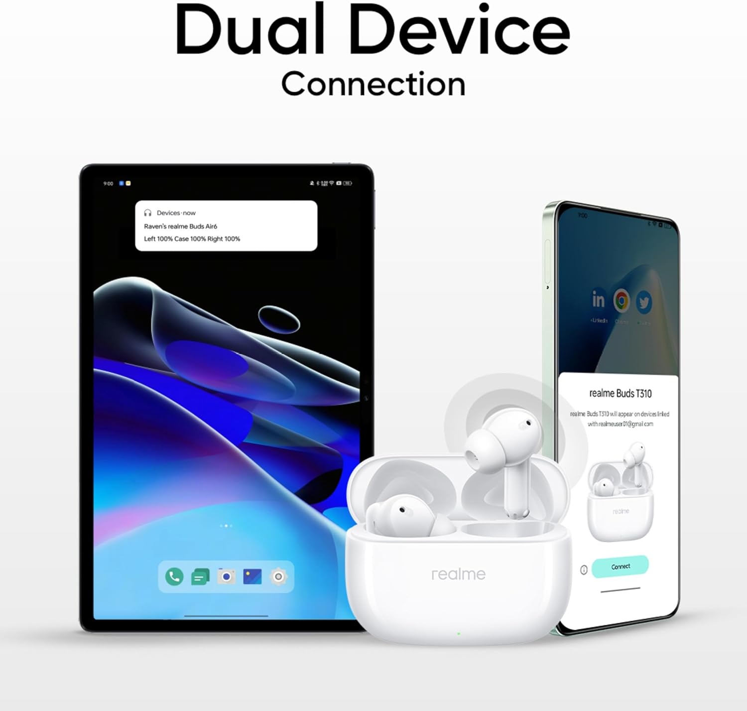 realme Buds T310 dual device connection