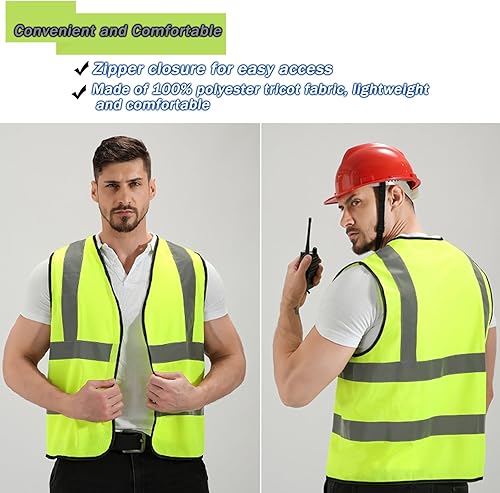 Miniatura 4 de BeautyWill Chaleco de seguridad personalizado Logo Clase 2 Chaleco reflectante de alta visibilidad con bolsillos Ropa de trabajo de construcción