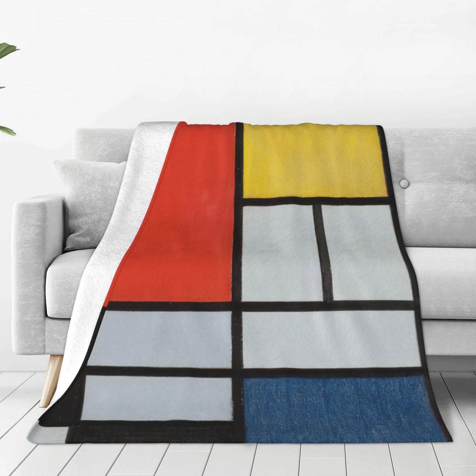 Couverture polaire douce motif abstrait rouge jaune