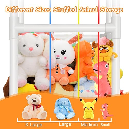 Miniatura 5 de HOMEWIS Almacenamiento de animales de peluche, soporte para animales de peluche, capacidad extragrande, organizador de juguetes para niños, estante